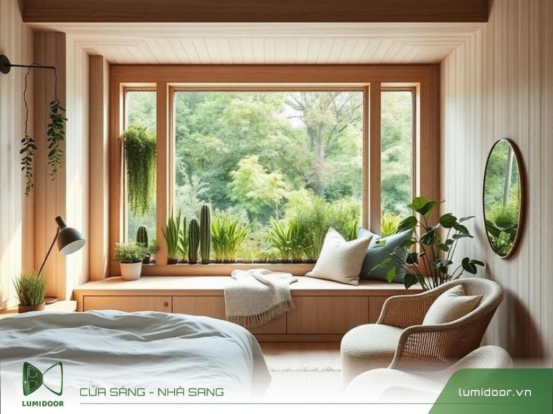 Cửa lùa nhôm kính phòng ngủ