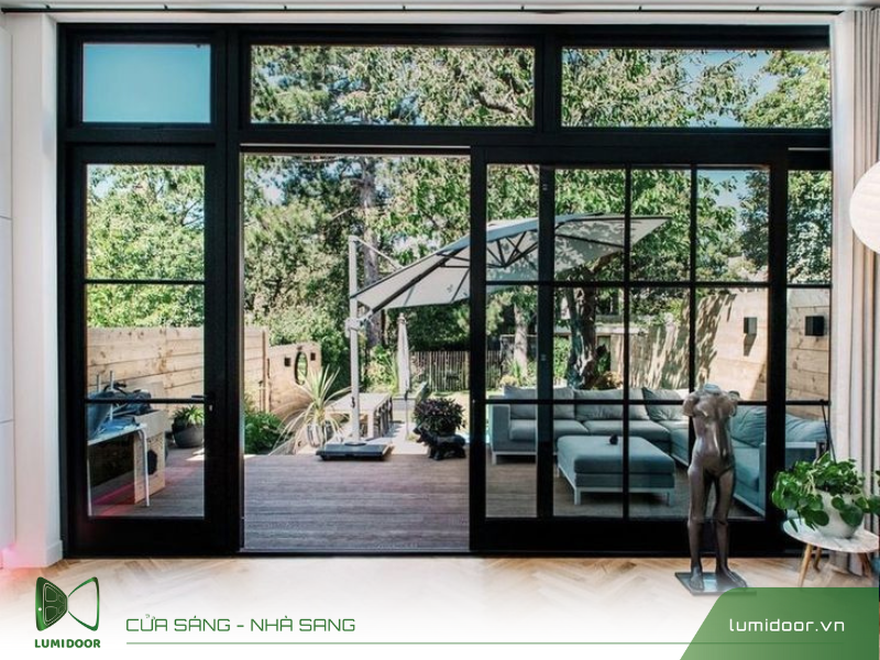 Cửa chính nhôm kính 4 cánh hiện đại 