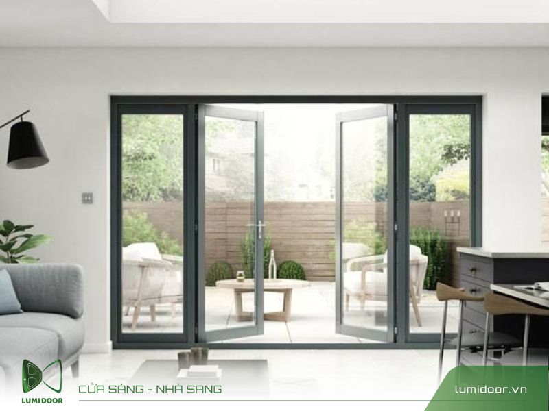 Cửa kính lùa treo ray nhôm đẹp