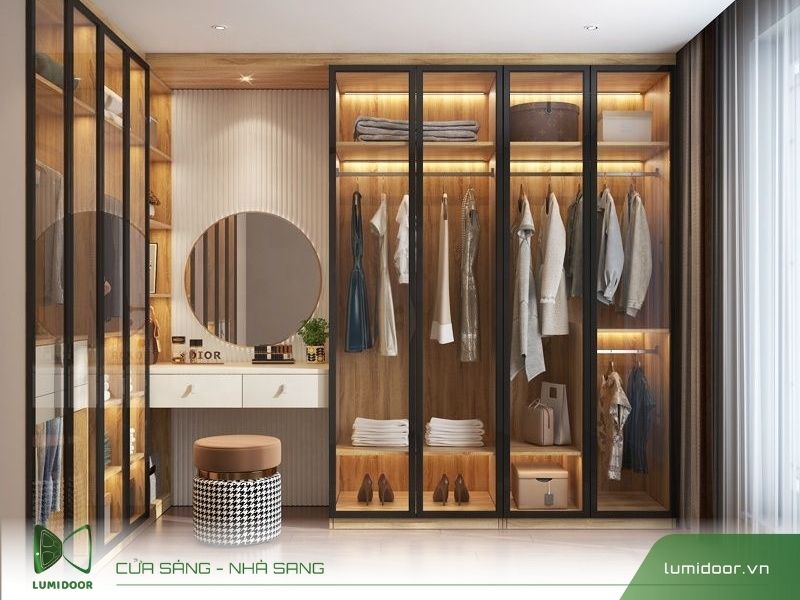 Tủ nhôm kính cửa lùa hiện đại