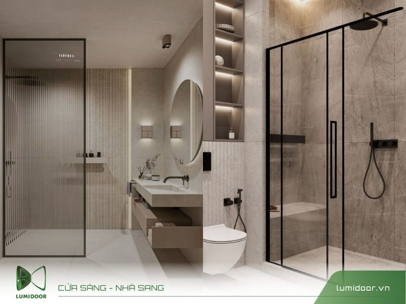 Cửa nhôm kính nhà tắm sang trọng