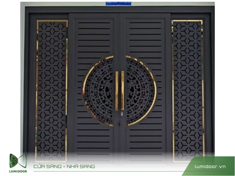 Cửa sắt trượt quay 4 cánh – Giải pháp hoàn hảo cho mặt tiền hiện đại