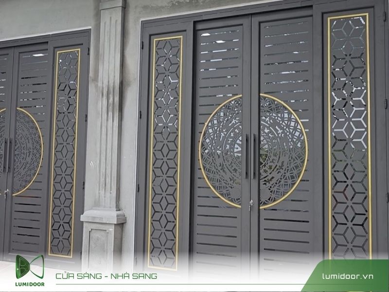 Cửa sắt trượt quay 4 cánh